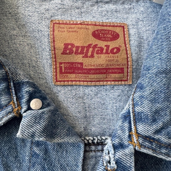 VTG Buffalo Jean Jacket 100% Cotton Rare Embroidery “YOP” Size: M - Picture 3 of 6